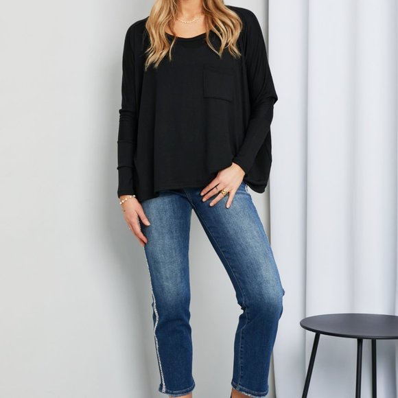 Zenana Full Size Round Neck Pocket Long Sleeve Top - Picture 10 of 10